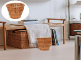 1Pc Beige Wicker Woven Trash Can Natural Rattan Storage Basket V1369-AZ3-W-24959