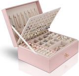 Jewelry Box for Storing Necklaces, Earrings, Bracelets and Rings, Large PU Leather with 3 Layers V1237-ZY-203-2994