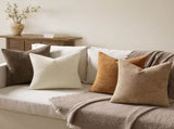 Pack of 4 Brown Couch Throw Pillow Covers 18x18 Inch Soft Decorative Chenille Pillows Farmhouse V1192-AZ-W-3197