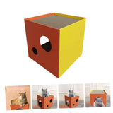 Orange Sisal Cube Cat House with Scratch-Resistant Texture for Comfortable Pet Resting and Play V1369-AZ3-W-14350