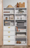 GENEVA 3 SHELF 4 DRAWER BUILT IN WARDROBE - WHITE - SLIM - HALF MOON BRASS V164-ECW2TB04G