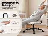 Artiss Armless Office Chair with Wheels, Ergonomic PU Leather Office Desk Chair, Height Adjustable OCHAIR-M-1142-PU-WH