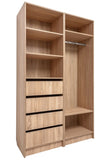 MALMO THREE SHELF/FOUR DRAWER WALK IN WARDROBE - SLIM SHAKER - NATURAL OAK V164-ECW4STB