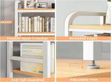 CARLA HOME 2-Tier Metal Desktop Hutch Bookshelf with Grid Panel for Computer Desk and Office V178-36220