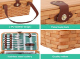 Alfresco 2 Person Picnic Basket Set Wooden Cooler Bag Plates Outdoor Insulated PICNIC-2PPL-COOLER-STRAP