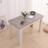 Grey Rectangular Dining Table with 4x Blue Velvet Chairs V264-DNT-409C-LGR-DNC-414V-BLU-4