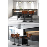 Artiss 2x Bar Stools Gas Lift Leather All Black BA-TW-8045A-BKX2