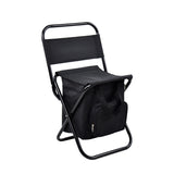 Black Portable 3-in-1 Folding Camping Chair with Storage Bag, Backrest, and Insulated Cooler for V888-ELOSUNG13304