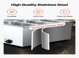 Commercial Food Warmer, 1500W Electric Stainless Steel Steam Food Warmer with Lid, 6-Pan Fast V952-SYSPBWQPTK61338ZN002V3