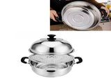 Steam Pot with Clear Lid 201 Stainless Steel Multipurpose Stock Pot Kitchen Cookware for Cooking V1294-YM0901-3118230431511