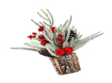 35cm Tabletop Xmas Tree Bark Wooden Barrel Decoration Artificial Bouquet Ornament for Home Hotel V1294-YM0901-3115240094713