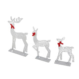 3pcs Lighted Christmasation Deer Home Warm White Light Iron LED Reindeer Family Set Tabletop V1294-YM0710-3115230130012