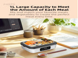 1L Black-Blue Cordless Waterless Heated Lunch Box - Portable 304 Stainless Steel Bento Box for V888-ELOSUNG42334