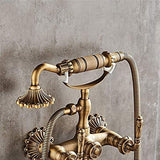 Bathtub Faucet with Handheld Shower Antique Brass Wall-Mounted Multifunctional Mixer Tap, Hot & V1107-113-05005-BRO-A