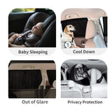 Car Side Window Curtain, 2Pcs Car Curtains Foldable Sunshade Protection, Removable Slidable Car V1369-AZ3-W-06976