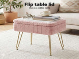 Artiss Storage Ottoman Vanity Foot Stool Pink FS-D-TED01-PK