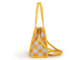 "Yuanqi Checkerboard" Warm Yellow tote bag Two-in-one handbag and cross-body bag, can hold V1102-HEBB-006