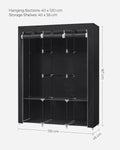 SONGMICS Clothes Wardrobe Portable Closet with Cover and 3 Hanging Rails Black V227-8498101001990