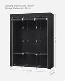 SONGMICS Clothes Wardrobe Portable Closet with Cover and 3 Hanging Rails Black V227-8498101001990