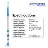 Aquajack 127 Portable Rechargeable Spa and Pool Vacuum Cleaner SWP-CLN-127