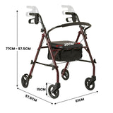 Orthonica Foldable Steel Frame Rollator 4-Wheel Walker FRW-MAS-30-STL