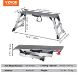 VEVOR Folding Work Platform, 660 lbs Load Capacity, Aluminum Drywall Stool Ladder, Heavy Duty Work V952-ZDPTGDBKD100CB92PV0