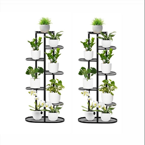 SOGA 2X 7 Tier 8 Pots Black Metal Plant Rack Flowerpot Storage Display Stand Holder Home Garden FPOTH23X2