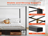 Full Size Canopy Bed Frame, Metal Canopy Bed with Four Posters Design, Heavy Duty Steel Slats V952-HGCJSFGFULLHSXSHO001V0