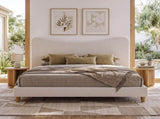 Artiss King Bed Frame with Boucle Headboard, Beige, 300kg Capacity BFRAME-H-DORA-K-BG-ABC