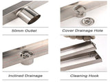 304 Stainless Steel 800mm Tile Insert Linear Shower Grate Floor Drain 50mm Waste V1233-LGTI01800D