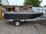 190T Polyester Taffeta V-Hull Boat Cover, All Weather Outdoor Marine Cover Blocks UV & Rain, Silver V1221-XM-LB3002-GM124