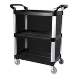 SOGA 3 Tier Covered Food Trolley Food Waste Cart Storage Mechanic Kitchen with Bins FOODCART1515WITHBINS