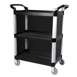 SOGA 2X 3 Tier Covered Food Trolley Food Waste Cart Storage Mechanic Kitchen with Bins FOODCART1515WITHBINSX2