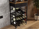 CARLA HOME Freestanding Wine Rack for 20 Bottles with Wood Countertop and Sturdy Metal Frame LSB-36134