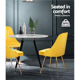 Artiss Dining Chairs Set of 2 Velvet Channel Tufted Yellow UPHO-D-DIN203C-VEL-YEX2