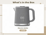 Gray electric kettle, 1.7L stainless steel kettle, 1500W rapid heating, with LED display, adjustable V1197-JY-071602