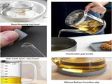 Heat-Resistant Glass Oil Dispenser with Stainless Steel Strainer V1263-JX-3434
