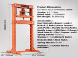 12-Ton Hydraulic Heavy Duty Floor Shop Press H-Frame Straightening Metal Garages V465-82024
