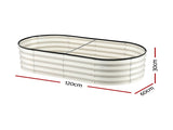 Green Fingers Raised Garden Bed 2 Pack Galvanised Planter Box Rust Resistant 120x60x30cm White GB-OVAL-1206030-WHX2