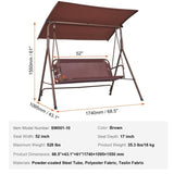 VEVOR 3-Person Patio Swing Chair, Outdoor Patio Swing with Adjustable Canopy, Porch Swing with V952-TJQQ68INX44IRJNFTV0