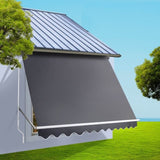 Instahut Window Fixed Pivot Arm Awning Patio Outdoor Blinds Retractable 2.8X2.1M AWN-B-FIXED-PS-28-GREY