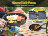 11PCS Orange Camping Cookware Set Lightweight Aluminium Camping Pots, Frying Pan, Kettle & V888-ELOSUNG54626