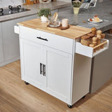 VEVOR Kitchen Island Cart with Solid Wood Top, 900mm Width Mobile Carts with Storage Cabinet, V952-YDKCFDXJMDB12OVNIV0