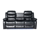 3-2-1 Seater Seater Finest Black Leatherette Recliner Feature Console LED Light Ultra Cushioned V43-SET-CHLS-3-2-1-BL