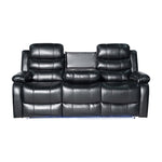 3-2 Seater Seater Finest Black Leatherette Recliner Feature Console LED Light Ultra Cushioned V43-SET-CHLS-3-2-BL