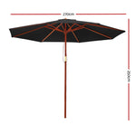 Instahut 2.7m Outdoor Umbrella Pole Umbrellas Beach Garden Sun Stand Patio Black UMB-POLE-27-R-BK