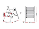 Giantz 3 Step Ladder Multi-Purpose Folding Aluminium Light Weight Platform LD-H-ALU-S1-3STEP