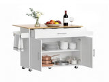 Artiss Kitchen Island Trolley Rolling Serving Cart Storage Drawer Cabinet 90cm White FUR-S-KI-FLD90-WH-AB