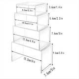 8 Pcs 2 Set Small Acrylic Risers, Thick Clear Acrylic Display Stand, Rectangular Desktop Showcase V1369-AZ3-W-11355