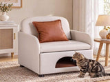 Artiss Armchair PU Leather Pet Accent Lounge Chair Cushion Beige UPHO-J-ARM-PU-BG